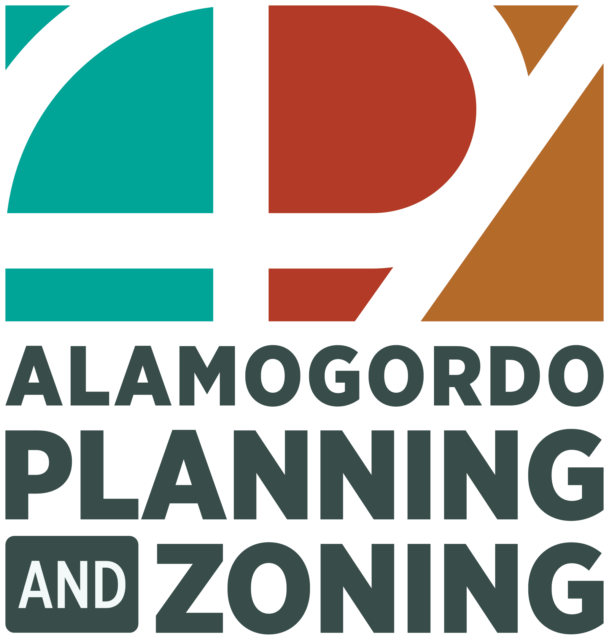 Alamogordo Planning and Zoning stacked logo full color with a transparent background.