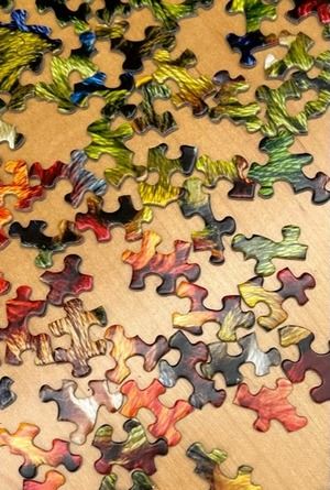 Puzzle pieces on a table