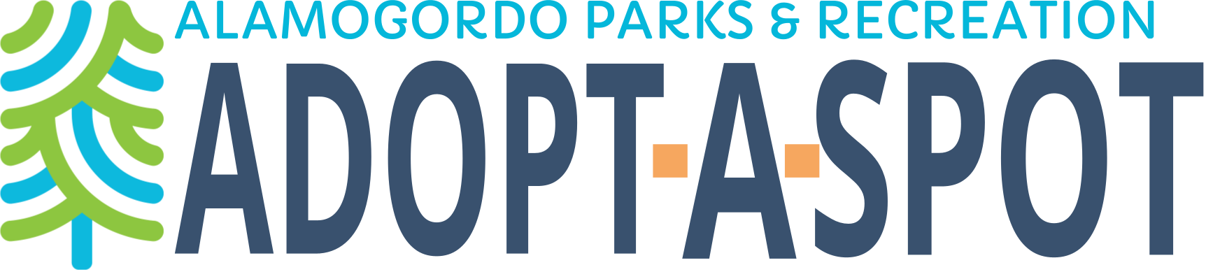 A logo for the Alamogordo Parks and Recreation Adopt-A-Spot program with the Department's symbol as its symbol.